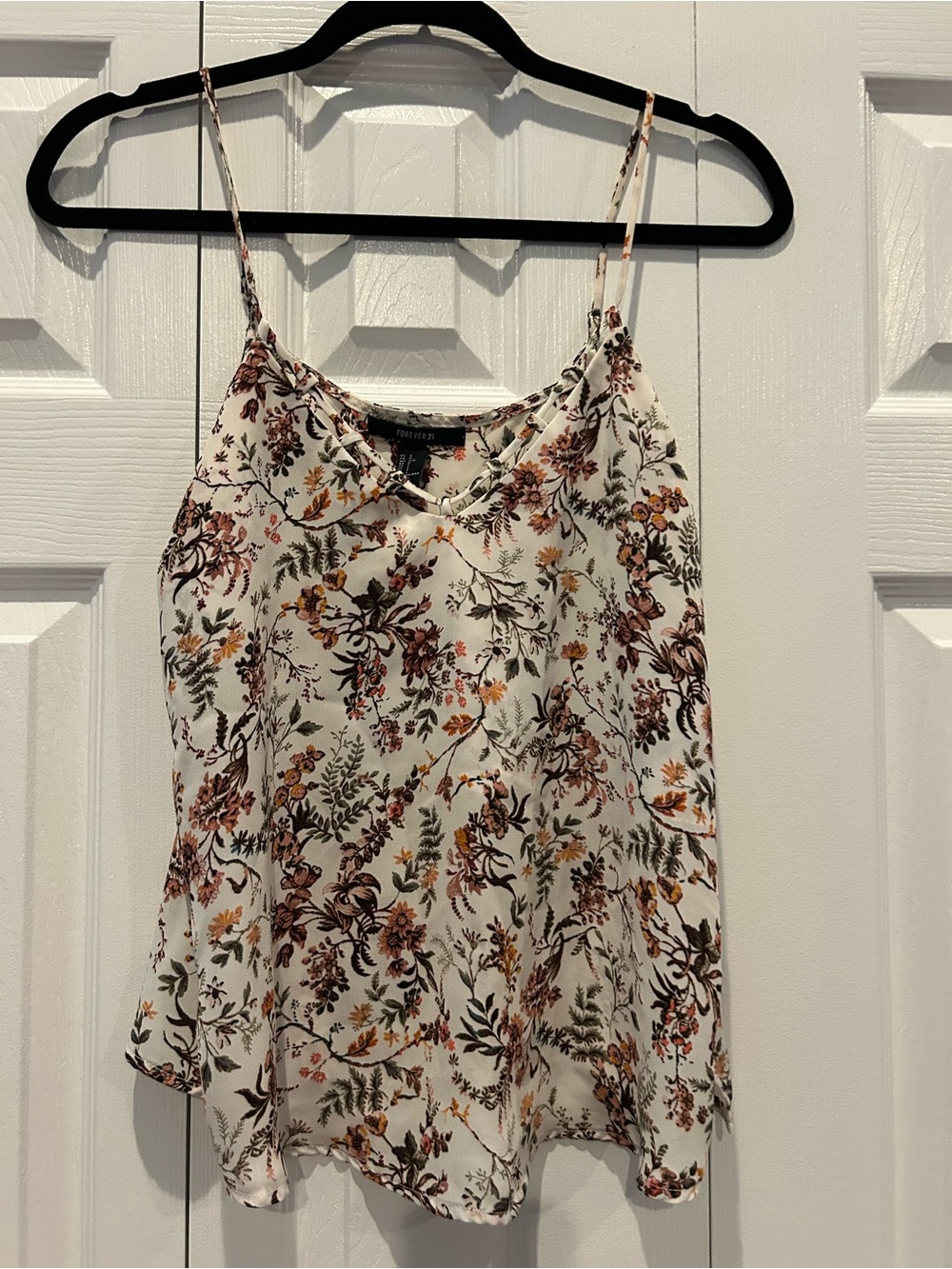 Forever 21 Cream Floral Spaghetti Strap Cami Top